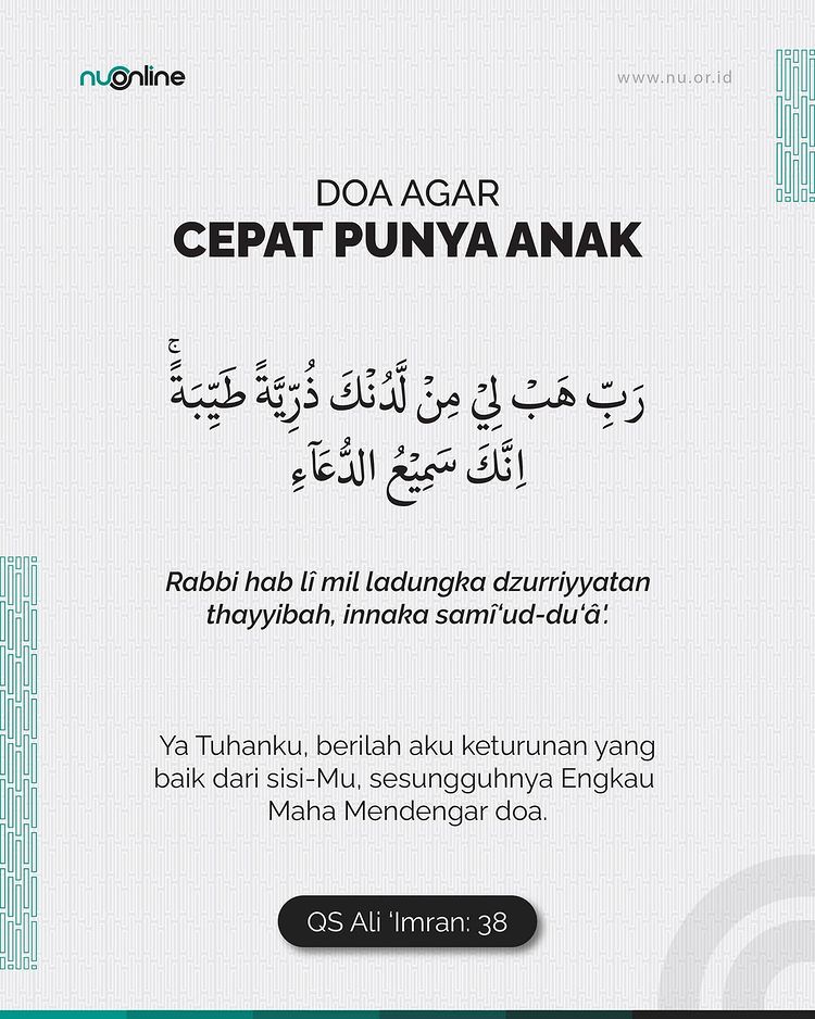 Doa agar Cepat Punya Anak