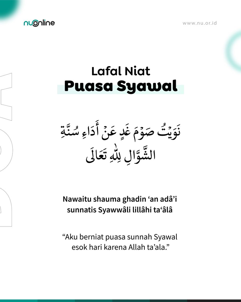 Niat Puasa Syawal