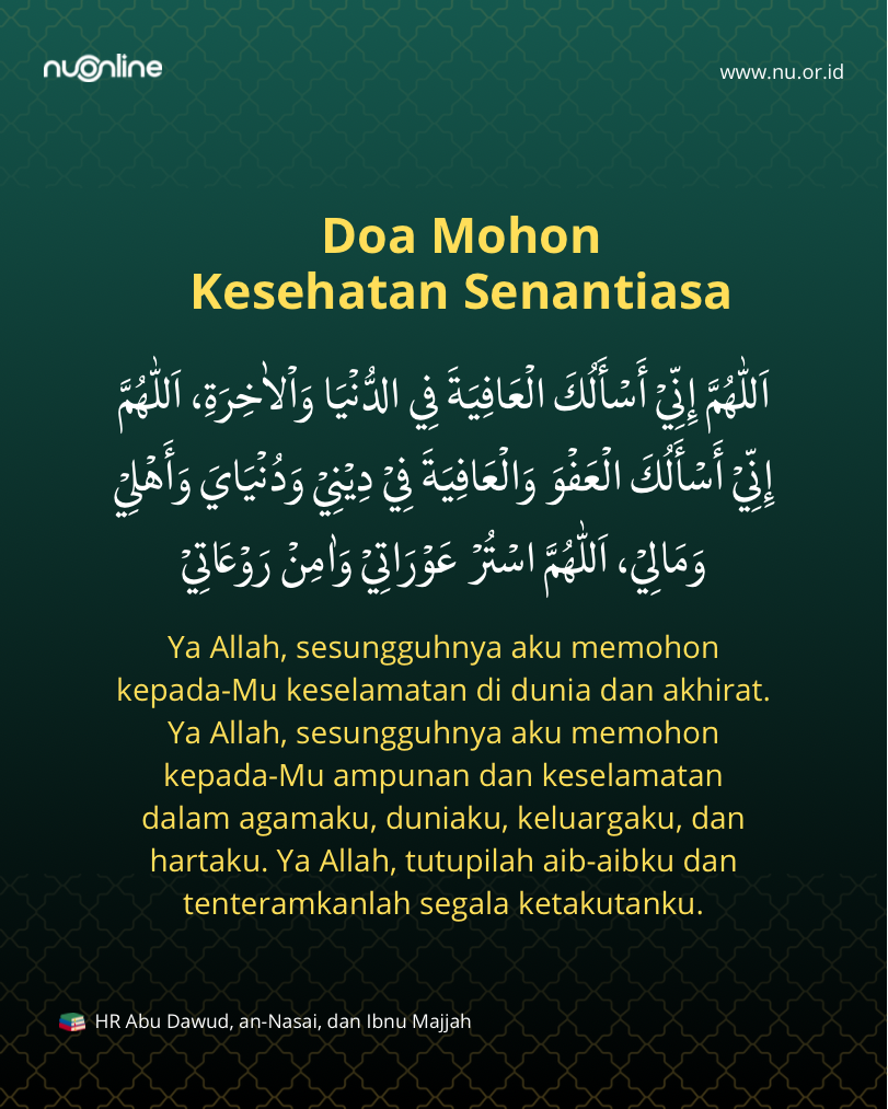 Doa Mohon Kesehatan Senantiasa
