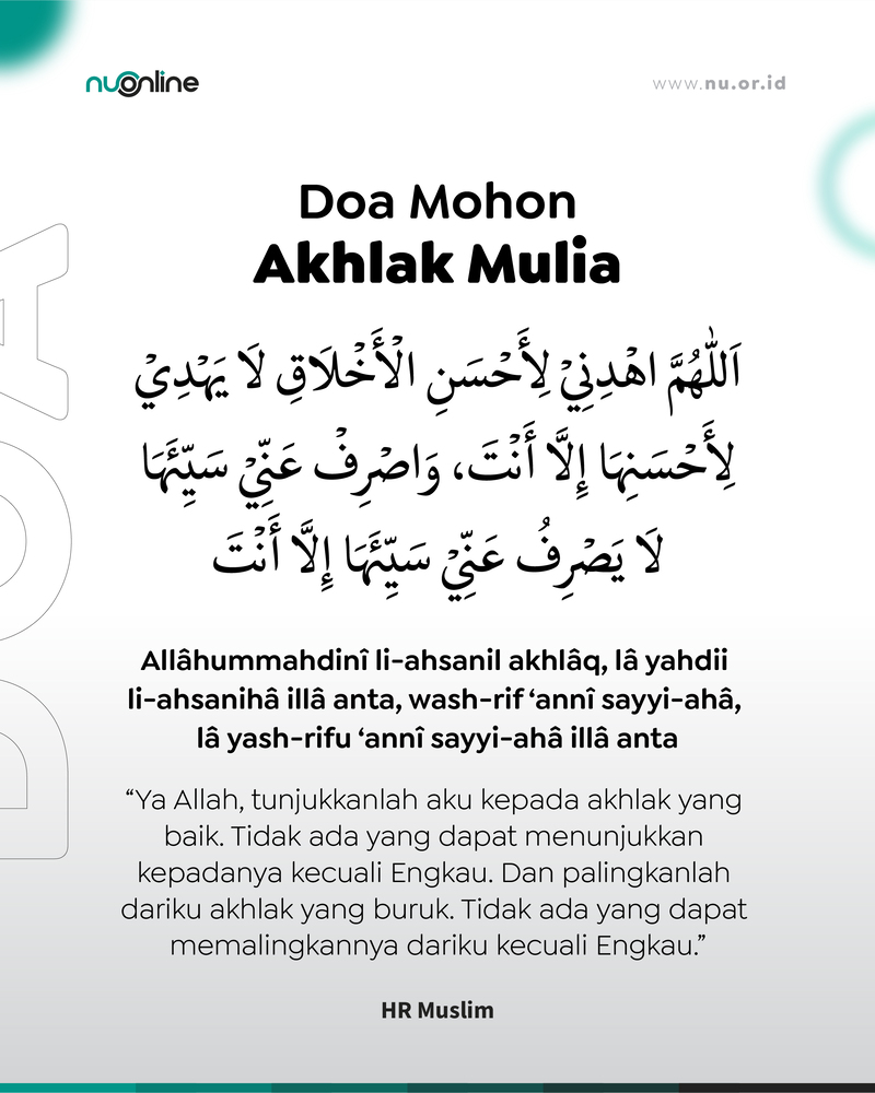 Doa Mohon Akhlak Mulia