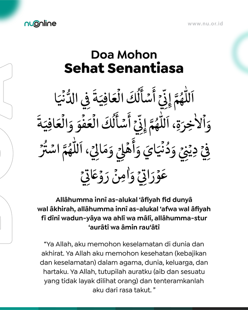 Doa Mohon Sehat Senantiasa