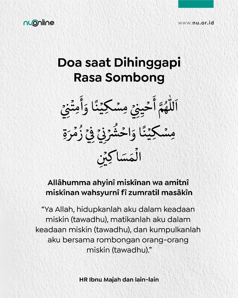 Doa saat Dihinggapi Rasa Sombong
