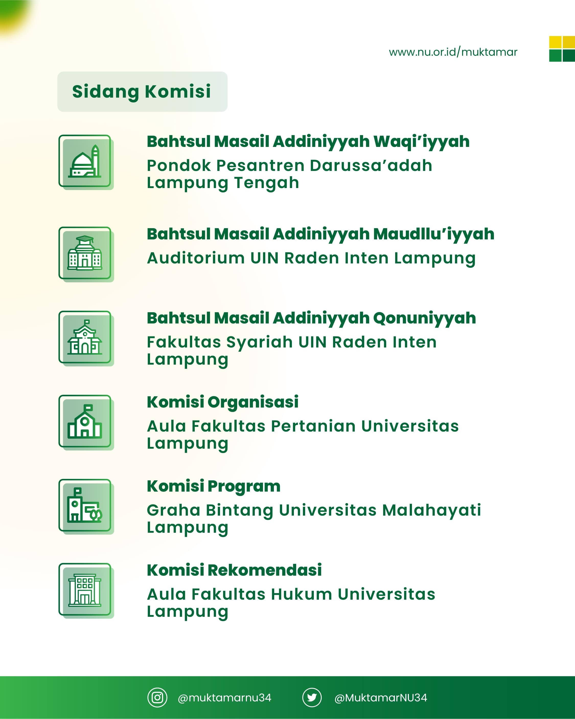 Lokasi Sidang Komisi Muktamar Ke-34 NU
