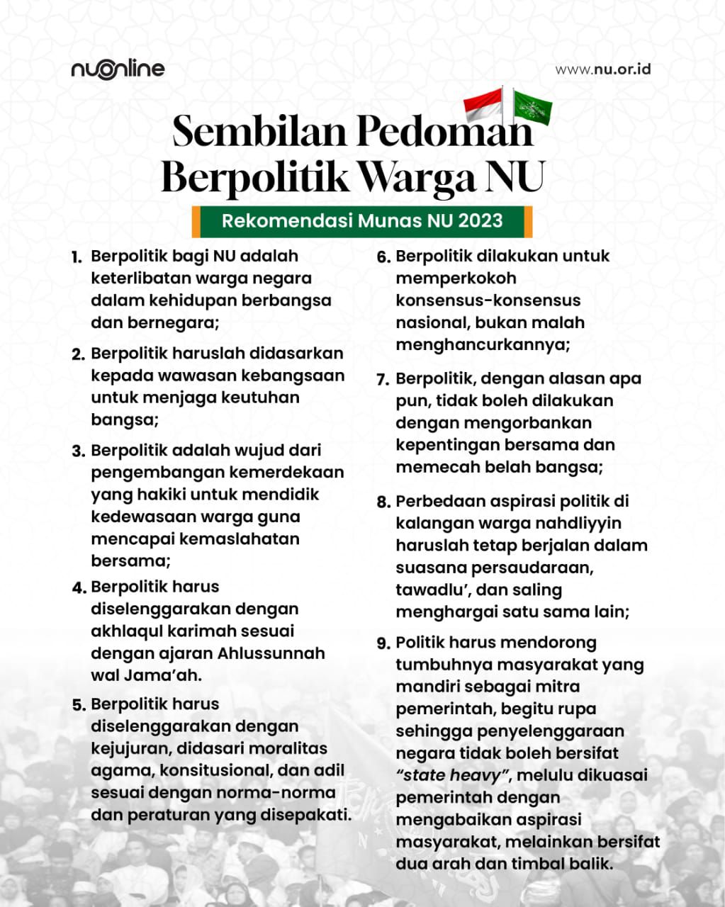 Pedoman Berpolitik NU Hasil Munas 2023