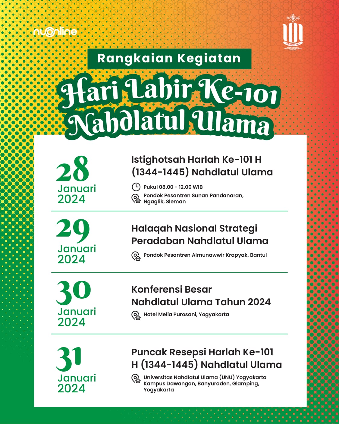 Rangkaian Acara Harlah Ke-101 NU