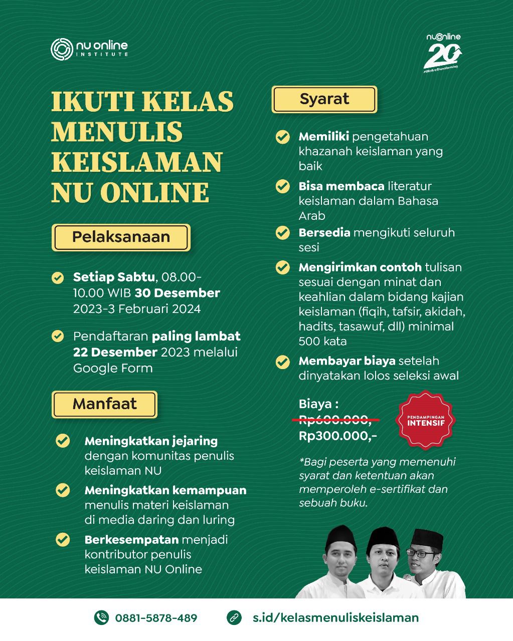 Yuk, Gabung di Kelas Menulis Keislaman NU Online!