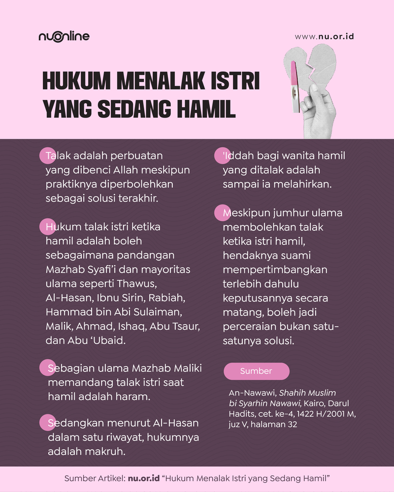 Hukum Menceraikan Istri yang Sedang Hamil
