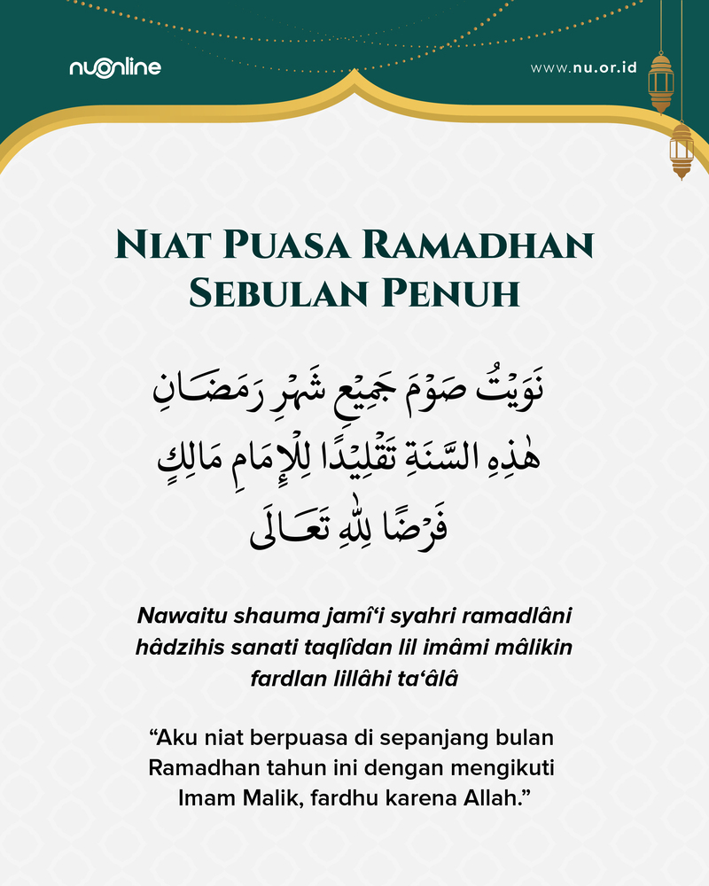 Niat Puasa Ramadhan Sebulan Penuh