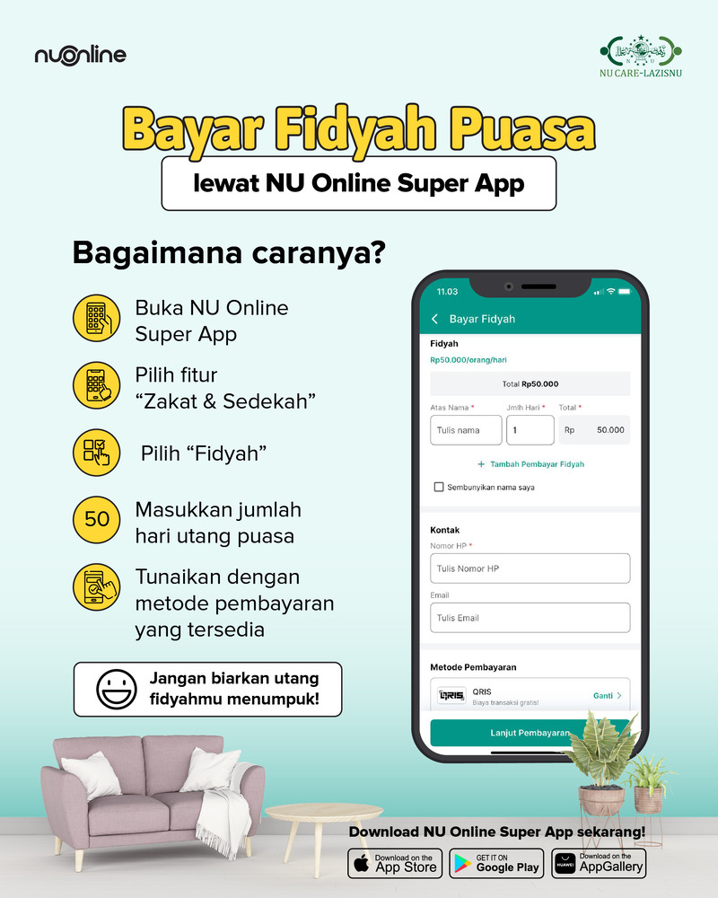 Bayar Fidyah Puasa via NU Online Super App